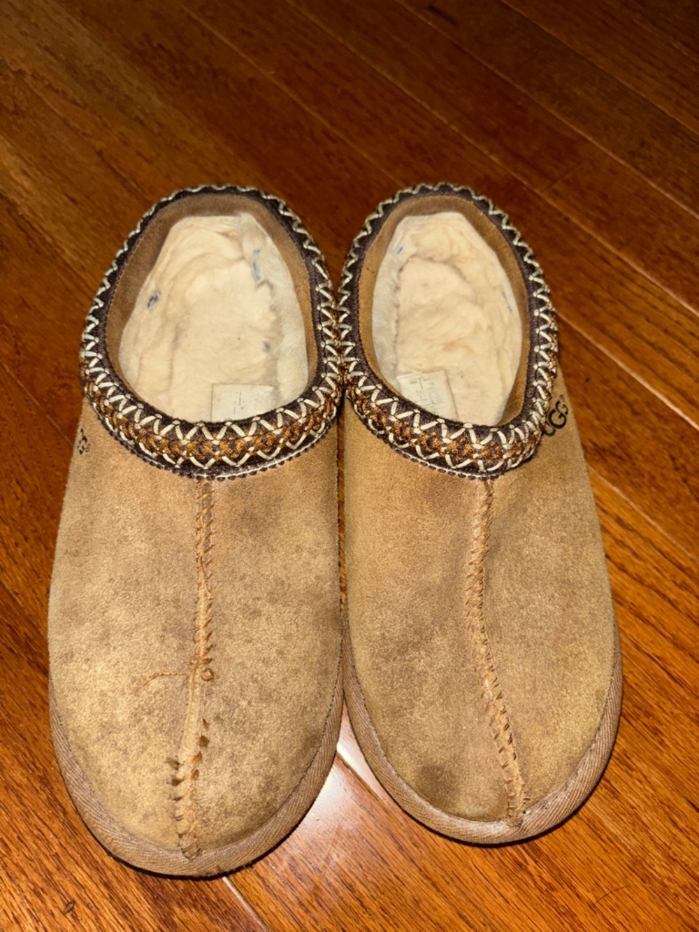 UGG Tasman Chestnut Suede Shearling Lined Slip-On Slippers Women’s Size 7